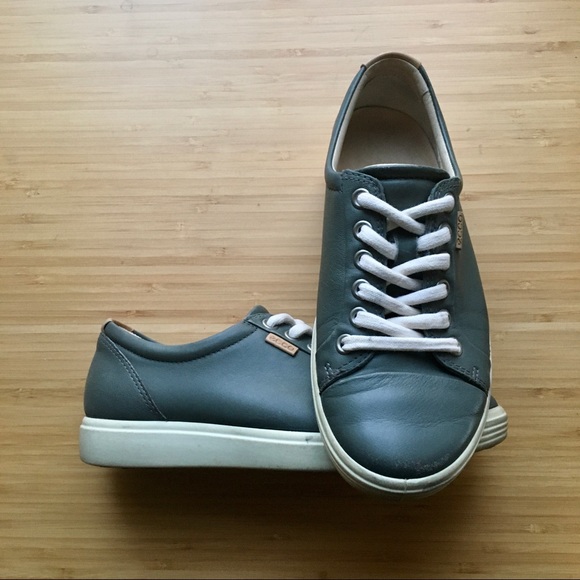 ECCO Soft 7 Leather Lace-up Sneakers - Moon (5) - Picture 2 of 12